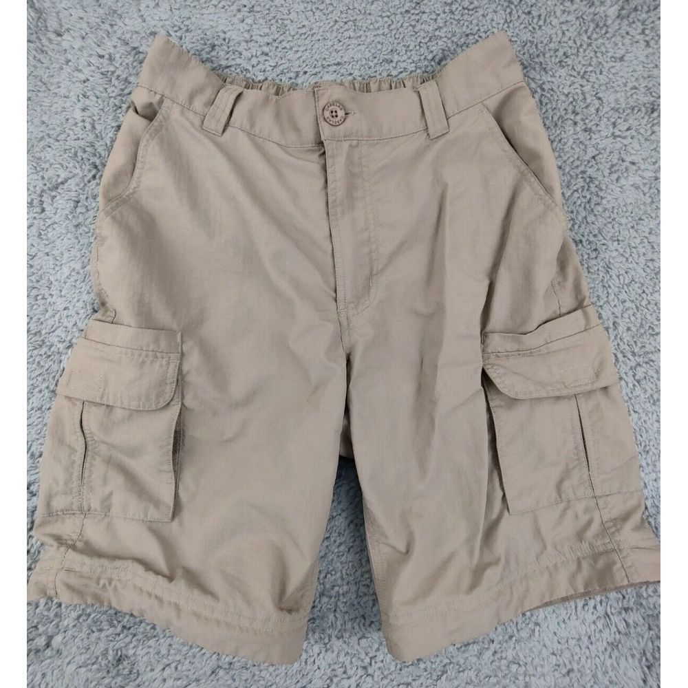 Cabela's Shorts Size M Beige Nylon Zip Cargo Hiking Pockets Lightweight‎